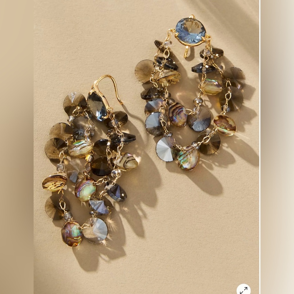 Anthropologie Gold and Brown Cluster Earrings
